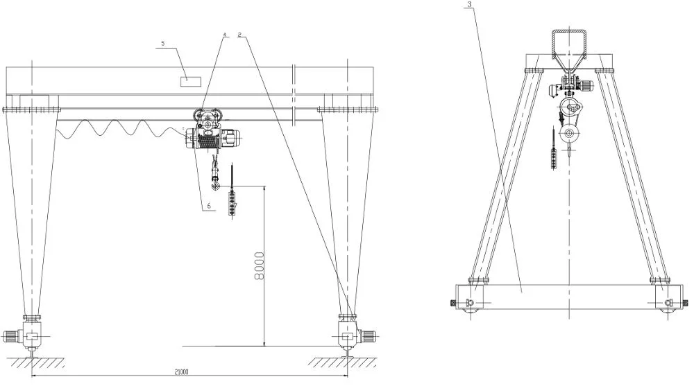 Txk Mini Adjustable Manual Mobile Gantry Crane 1 Ton