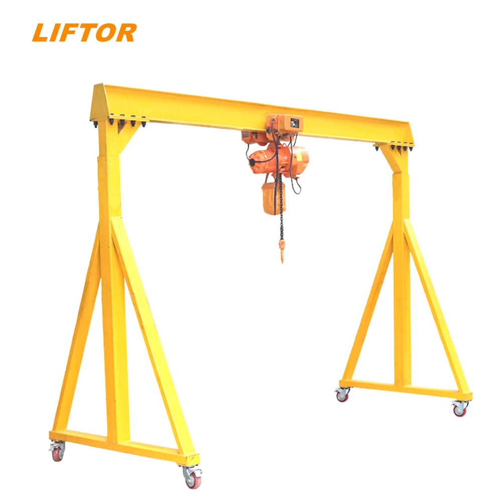 Hot Sales Liftor Cranes 0.5 1 2 3 5 10 Ton Flexible Adjustable Motorized Portable Gantry Cranes with Electric Chain Hoist